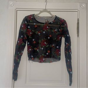 Urban Outfitters Mesh Flower Top